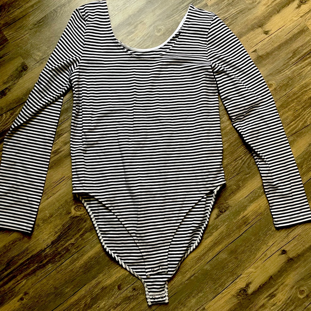 Black and white striped Gap bodysuit, size large.